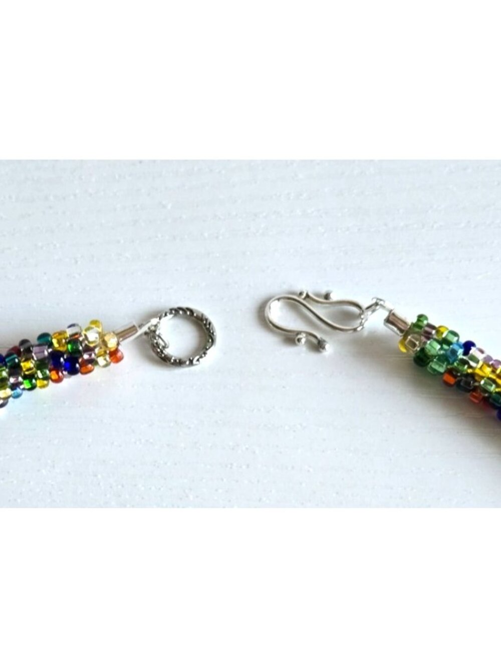 NEW Handmade Kumihimo Large Seed Bead Multicolored Necklace 22 inches long - Picture 4 of 4